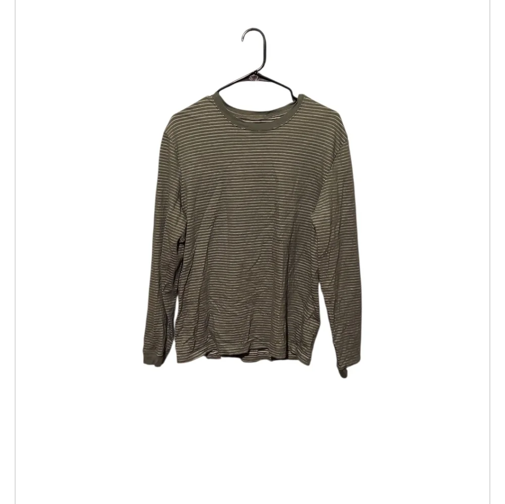 J. Crew Stripe Shirt Medium Green Long Sleeve Heritage Tee Relaxed Fit Preppy